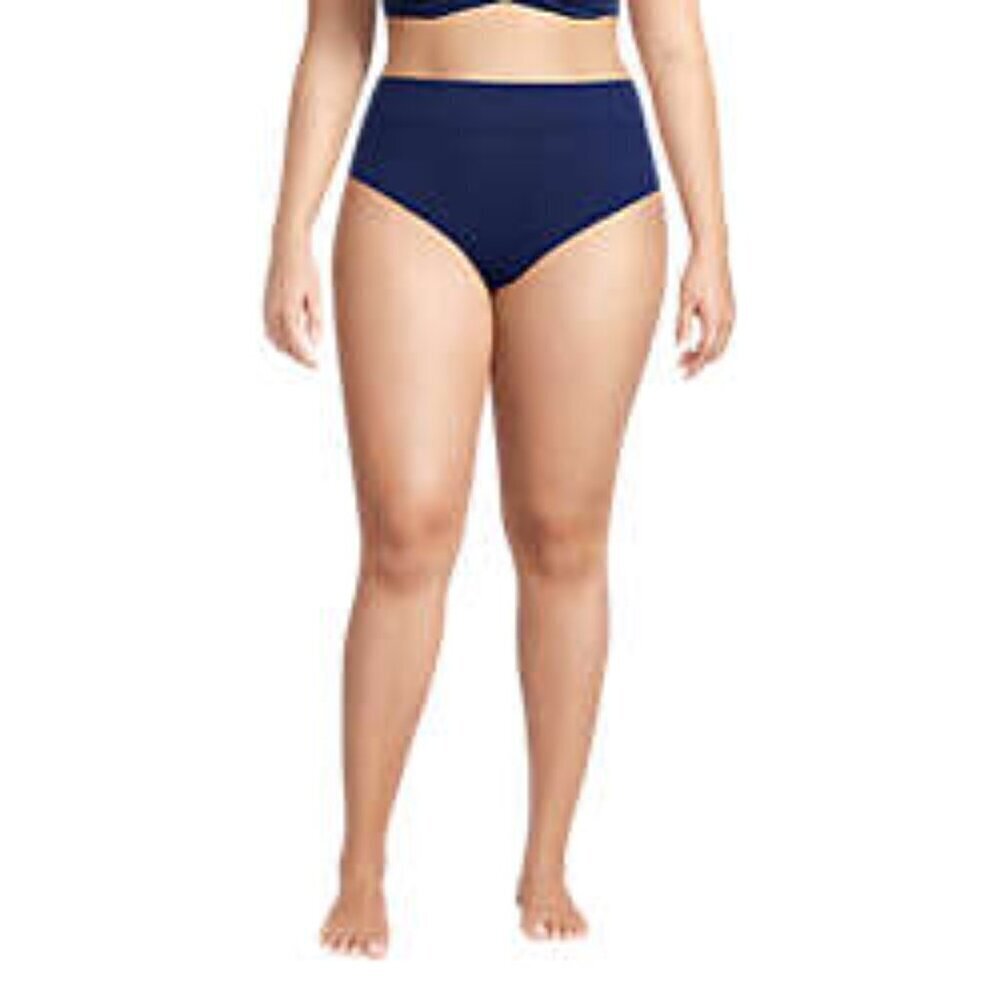 NEW! Lands' End - Women's High Leg High Waisted Bikini bottom Size 1X. Navy.